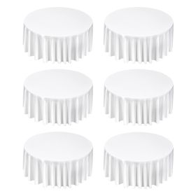 White Round Tablecloths 6 Pack, 132 Inches in Diameter, Stain- & Wrinkle- Resistant, Machine Washable Table Clothes
