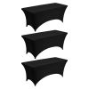 3 Pack Table Cloth for 6FT Rectangular Fitted Events, Wrinkle-Resistant Stretch Black Table Covers, Washable Spandex Tablecloth Protector, for Party