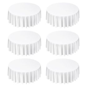 White Round Tablecloths 6 Pack, 120 Inches in Diameter, Stain- & Wrinkle- Resistant, Machine Washable Table Clothes