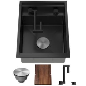 16 x 21 x 9 Inch Undermount Bar Sink, Single Bowl Sink with Faucet Cutting Board