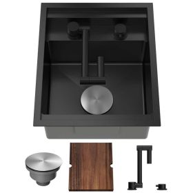 15 x 18 x 9 Inch Undermount Bar Sink , Single Bowl Workstation Sink with Faucet Cutting Board