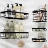 Heavy Duty Bathroom Accessories Organizer No Drilling Wall Mounted Shower Organizer, 5 Pack, Black