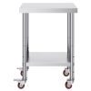 Stainless Steel Work Table 24 x 18 x 34 Inch, 700 LBS Load Capacity with 4 Wheels, 3 Adjustable Height Levels