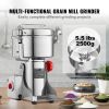 2500g Electric Grain Mill Grinder, High Speed 3400W Commercial Spice Grinders, Stainless Steel Pulverizer Powder Machine
