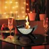 Round Glass Large Tabletop Fireplace 12.5" H Portable Fire Bowl Pot Clean Burning Firepit Indoor Outdoor Patio Parties Events