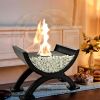 Round Glass Large Tabletop Fireplace 12.5" H Portable Fire Bowl Pot Clean Burning Firepit Indoor Outdoor Patio Parties Events