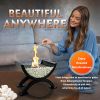 Round Glass Large Tabletop Fireplace 12.5" H Portable Fire Bowl Pot Clean Burning Firepit Indoor Outdoor Patio Parties Events