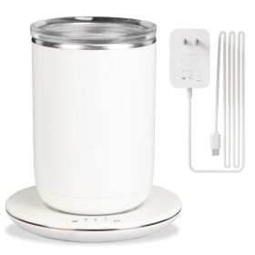 Auto Stirring Coffee Mug with Lid Temperature Control Self-Heating Automatic Magnetic Mixing Mug with 3 Heat Settings Auto-Off Function For Coffee Tea (Option: CoffeeWarmerWhite)