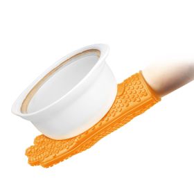 BBQ Gloves 446℉Heat Resistant BBQ Grill Gloves with Meat Claws Silicone Non-Slip Pot Holder Waterproof Oven Mitt for Roasts BBQ Cooking Baking (Option: HeatInsulationGloveOrangeForkKit)