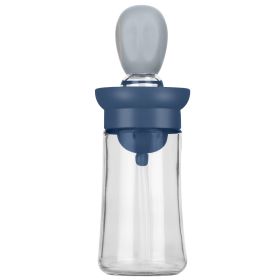 Oil Dispenser Bottle 2 In 1 Cooking Glass Olive Oil Dispenser Silicone Dropper with Silicone Brush Dropper Measuring Container for Kitchen Baking BBQ (Option: OilBottleBlue)