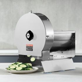 Electric Vegetable Slicer, 0-0.5'/0-12mm Thickness Adjustable Commercial Slicer Machine, Convertible To Manual, Stainless Steel Food Cutter Slici (Option: silver)