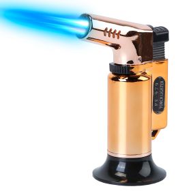 Culinary Butane Torch Lighter Refillable Blow Torch Flame Adjustable Flame Kitchen Cooking BBQ Torch w/ Fire Lock (Gas Not Included) (Option: CookBlowTorchGold)