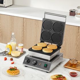 4PCS Commercial Waffle Maker Round Waffle Iron Machine 1750W Non-Stick (Option: Natural)