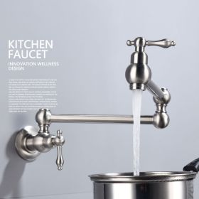 Folding faucet Pot Filler Faucet Wall Mount (Color: Nickel)
