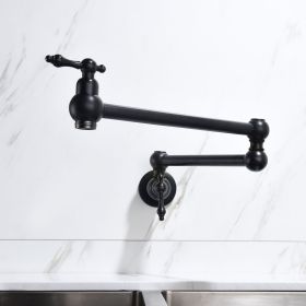 Folding faucet Pot Filler Faucet Wall Mount (Color: Black)