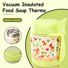 Insulated Lunch Boxes, Insulated lunch box for kids, Double Wall Vacuum Insulation & Exquisite 3D Pattern Design, For School Or Office, Christmas Gift (BWB-4K: Light green-Happy Beach)