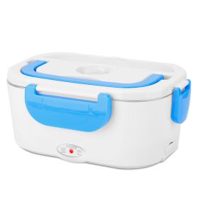 Electric Heating Lunch Box Food Heater Container Travel Thermal Bento Box Portable Food Warmer w/ 2 Removable Compartments 1 Free Spoon 1L (Option: FoodHeaterBlue)